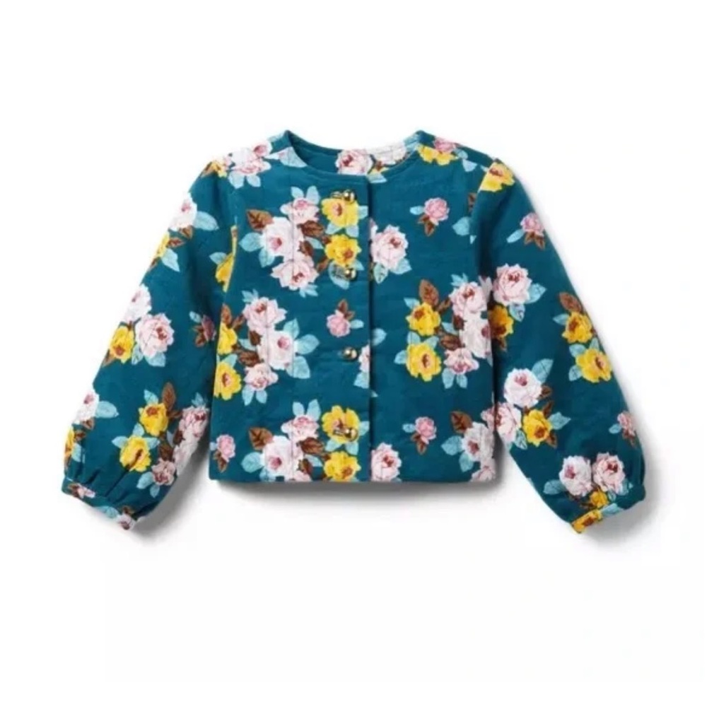 Janie and Jack Baby Girls Teal Floral jacket size 18-24M